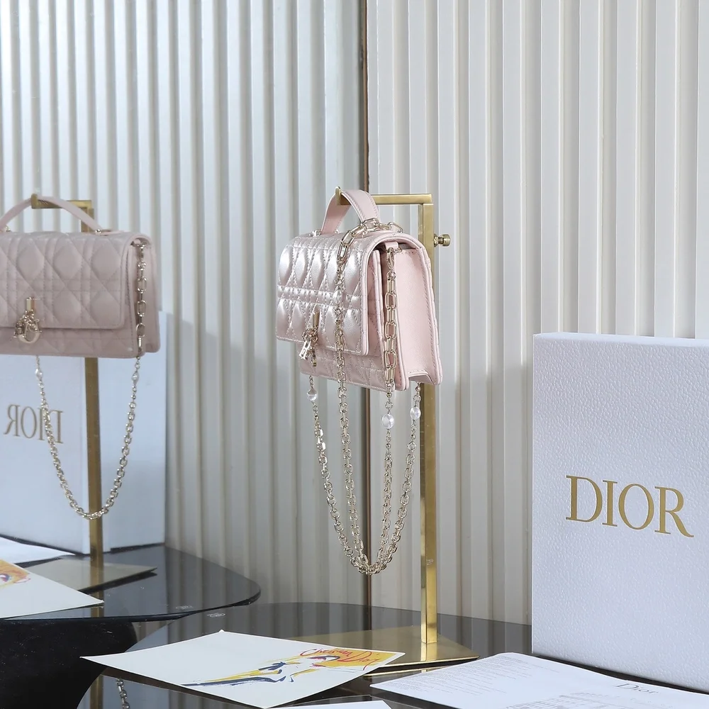Dior Lady D-Joy Micro Pouch / Top Handle Bag in Pink